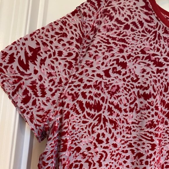 Free People Teddy T- Shirt Oversized Velour Berry/Pink Size XS - Picture 3 of 11